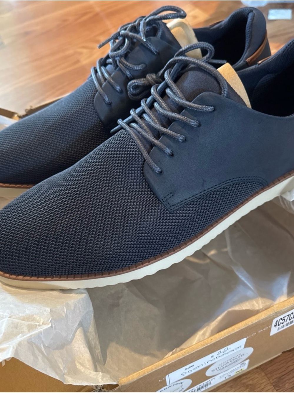 Dr. Scholl's Navy Knit Derby with White Sole